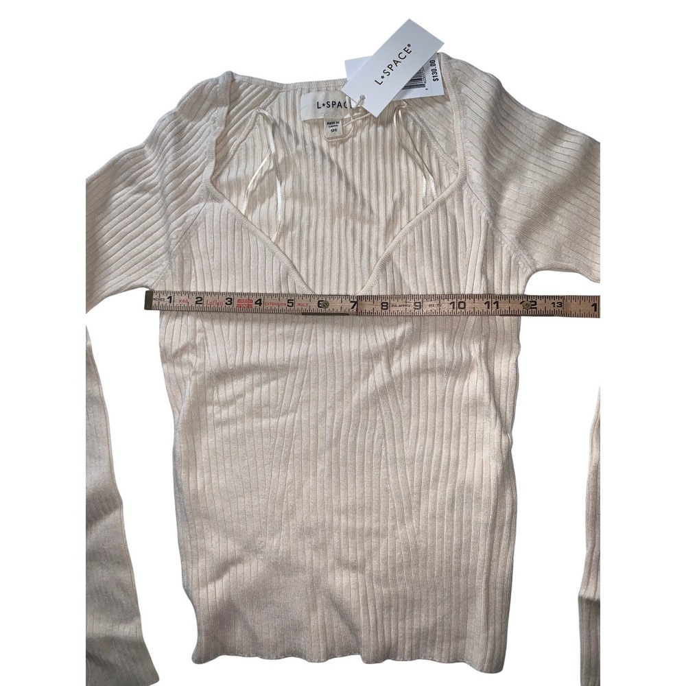 NEW L*Space Camryn Ribbed Fitted Long Sleeve Tapioca (Cream) Sweater Size Small - Picture 9 of 16